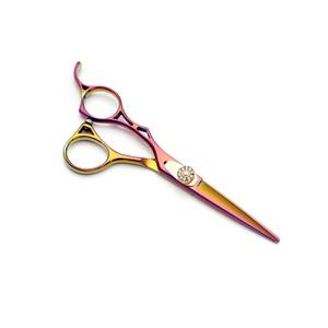 Ciseaux à cheveux arc-en-ciel, lame en acier inoxydable, 28 dents, pour droitiers, manche long, réutilisables, légers, pour usage en salon - Product Image 5