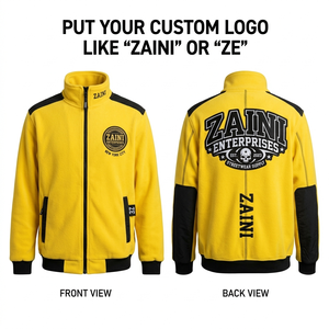 Chaqueta Polar Premium de 320 GSM para Hombre, Amarillo y Negro, Paneles en los Hombros y Mangas en Contraste, Logotipo Personalizado con Bordado e Impresión, OEM ODM - Product Image 1