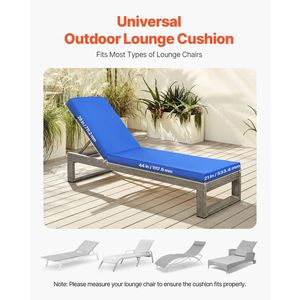 Cojín impermeable para chaise lounge azul, resistente a la decoloración, 72x21x3 pulgadas, almohadillas para tumbonas de Patio al aire libre, lazos, cojines para cubierta de piscina, modelo - Product Image 2