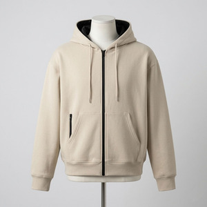 Men's Fall Winter Fleece zipper Hooded high quality breathable custom logo Regular Sleeves Pure Color Solid Pattern men's hoodie - Product Image 3