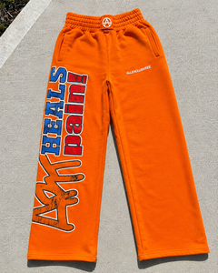 Custom Graphic <b>Print</b> Wide Leg Sweatpants <b>Men</b> Orange Heavyweight Fleece Jogger Pants Loose Fit Streetwear <b>Trousers</b> Wholesale - Product Image 3