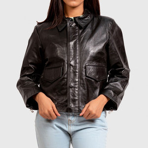 Women's Quilted Breathable Eco-Friendly Leather <b>Jacket</b> With Solid Collar Windproof for Autumn Winter <b>Biker</b> <b>Jackets</b> - Product Image 1