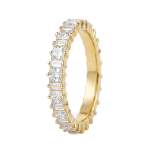 IGI Certified DEF Color VS VVS Clarity New Arrival Stainless Steel 18K Solid Gold Princess & Baguette Lab Created Diamond Ring - Product Image 4