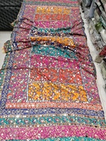 Collection Ssumaira 2025, tissu de dupatta en soie pure, broderie dori et travail de miroir, impression sur écran, miroirs brodés
