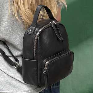 Mochila Mini de Cuero Genuino Personalizada OEM, Directo de Fábrica, Pequeña Mochila de Viaje Vintage de Cuero Real para Mujer, LSBP-0049 - Product Image 3