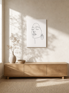 Art <span class=keywords><strong>minimaliste</strong></span> sur toile, <span class=keywords><strong>visage</strong></span> de <span class=keywords><strong>femme</strong></span> en ligne unique, noir et blanc, <span class=keywords><strong>dessin</strong></span> au trait, décoration murale pour la maison - Product Image 4