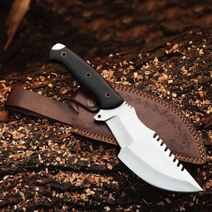 Couteau de survie artisanal en acier inoxydable avec manche en Micarta et étui en cuir fin – Couteaux de traqueur pour le bushcraft - Product Image 2