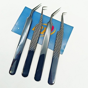 Pinzas de Acero Inoxidable Antimagnéticas para Extensión de Pestañas, de Alta Calidad Profesional, Color Negro Plasma, Probadas a Mano - Product Image 3