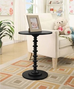 Modern <b>White</b> Accent Eco-Friendly Iron Round End <b>Table</b> with Solid Wood Legs for Living Room <b>Coffee</b> <b>Table</b> - Product Image 1
