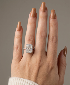 Anillo de compromiso y boda de moissanita con diseño floral y diamantes redondos para mujer, regalo hermoso - Product Image 2