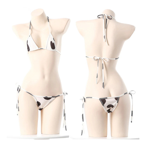 Ensemble de bikini rouge pour femmes, deux pièces, couleur unie, spandex, nylon, maillot de bain, bas string, coupe ajustée, style régulier, micro bikini - Product Image 6