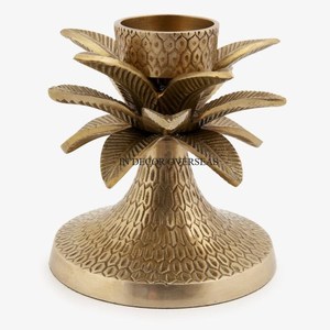 Brass Antique Finished <b>Top</b> Metal Pineapple Designer Candlestick Holder Embossed Design Home Decoration Durable Metal Stand - Product Image 1