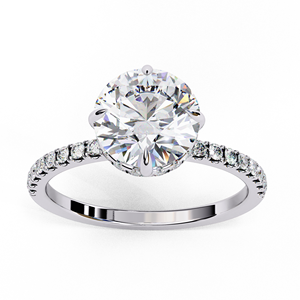Anillo de Compromiso de Oro Blanco con Moissanita, Corte Redondo, Engaste Pavé, Anillo de Boda para Mujer, Joyería para Regalo o Fiesta - Product Image 5