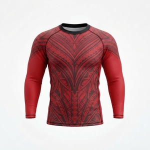 เสื้อรัดกล้ามเนื้อแขนยาวลายคลื่นสีฟ้าอ่อนสำหรับผู้ชาย สำหรับ MMA และฟิตเนส ขายส่ง - Product Image 3