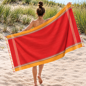 Toalla de Playa Kikoy Turca de Lujo, 100% Algodón, Bordada y a Rayas, con Borlas, Personalizada, 100% OEM - Product Image 3