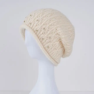 Elegant Knitted Beanie <b>Hat</b> With Rhinestone Decoration For <b>Women</b> Solid Color <b>Winter</b> Warm <b>Hat</b> Handmade Acrylic Casual Style - Product Image 1