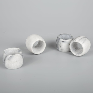 Ensemble d'anneaux de serviette de table en marbre blanc luxueux, personnalisable, couleur noire, décoration de table moderne et luxueuse - Product Image 3