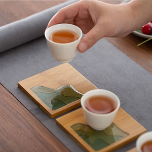 <b>Bamboo</b> Resin Tea & Coffee Cup Mat <b>Table</b> Coaster & Pads - Product Image 3