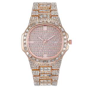 Montre de luxe pour femme de haute qualité avec diamants, bracelet en acier inoxydable, montre à quartz tendance avec diamants, en provenance d'Inde - Product Image 2
