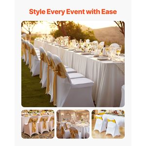 30 Pezzi Coprisedia Bianchi Personalizzati in Poliestere Elasticizzato per Matrimoni, Feste, Banchetti, Stile Sedia con Seduta Piatta - Product Image 2