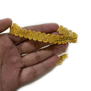 Decorative Fancy 1cm Metallic Gold Silver Narrow Braided Tape Gimp Border Gallon Lace Pakistani <b>Thin</b> Lace Trim - Product Image 2