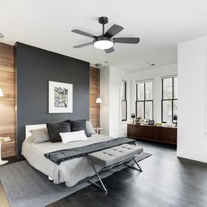 Ventilatore da soffitto LED nero da 42 pollici con luce LED da 22W e telecomando, pale in MDF, motore DC reversibile - Product Image 6