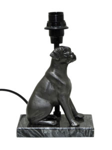Base de Lámpara de Mesa de Plata Antigua, Hecha a Mano, de Aluminio Fundido, con Estatua de Cachorro Sentado sobre Pedestal de Mármol, Sin Pantalla - Product Image 4