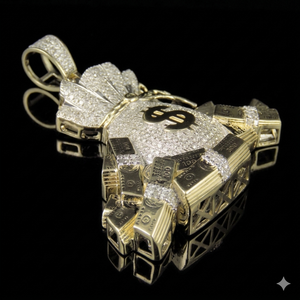 Custom 925 <b>Silver</b> Iced Lucky Wealth Moneybag Dollar Sign Moissanite Diamond Hip Hop Children's Party <b>Necklace</b> Fine pendant Charm - Product Image 1
