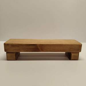 Présentoir sur pied en bois de bambou Peeda, style rustique moderne, pour bouteilles de savon, support décoratif de bureau, console avec incrustation d'os, durable - Product Image 1