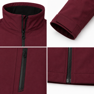 Veste Softshell Homme Haute Qualité Coupe-Vent Tissu Extensible Col Montant Poche Poitrine Zippée Vêtement Décontracté Extérieur Tenue de Travail Fournisseur OEM - Product Image 4