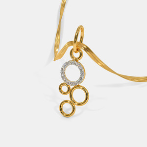 Collar con Colgante de Diamantes Cultivados en Laboratorio en Círculos Múltiples de Oro Amarillo - Product Image 6