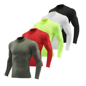 Vente en gros de t-shirts de compression pour hommes personnalisés, à séchage rapide, col rond, manches longues, haut de sport respirant - Product Image 5
