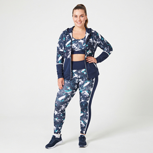Customized Sublimation Printed Hooded Training Jacket <b>Women's</b> Sports Bra Leggings Three Piece Set <b>Compression</b> Yoga 3 Pcs Ladies - Product Image 2
