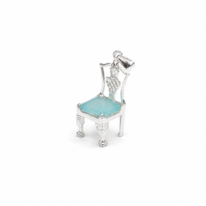 Pendentif unique en calcédoine bleue, design chaise en argent sterling 925, bijou artisanal en pierres précieuses, cadeau pour elle - Product Image 4