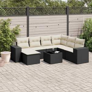 Black <b>Rattan</b> Garden <b>Sofa</b> Set 6 Seater Outdoor Furniture Weather Resistant Contemporary Design - Product Image 3