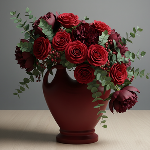 แจกันดอกไม้ทรงเหยือกสไตล์เมดิเตอร์เรเนียนเคลือบสีแดงวินเทจพร้อมหูจับคู่ ผิวด้าน สำหรับตกแต่งบ้าน - Product Image 2