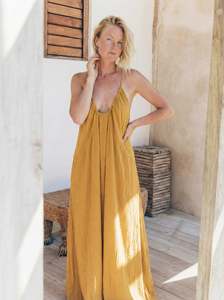 Boho Maxi Dress Women Deep V Neck <b>Spaghetti</b> Strap Solid Color Loose Fit Summer Beach Wear Viscose <b>Long</b> Dress women cotton maxi - Product Image 6