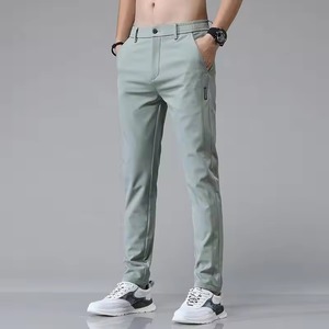 Men's Summer Casual Ice <b>Silk</b> Stretch Quick Dry Vintage <b>Pants</b> Mid Waist Breathable Sweatpants Loose Flat Front Drawstring Closure - Product Image 5