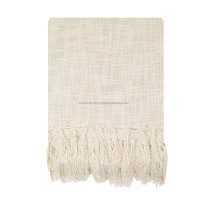 Manta de cama Bohemia tejida a mano con patrón de tejido bohemio texturizado Manta de algodón Borde de borla Fabricante de exportación indio - Product Image 3