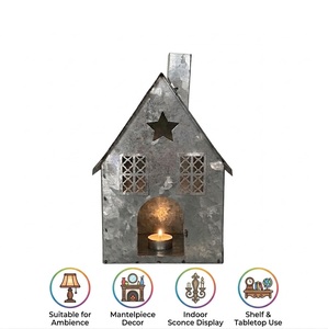 Porte-bougie en forme de maison, lanterne vintage en métal en forme de maison, lanterne pour bougies chauffe-plat, chandelier en forme de maison, décoration de table de salle à manger, artisanat - Product Image 6