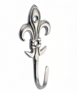 Vintage Fleur De Lis Wall <b>Hook</b> Metal Single <b>Hook</b> For Clothing Storage Decorative Design Anti Rust Finish Stylish Home Decor - Product Image 1