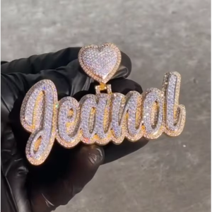 Pendentif Lettre Bling VVS Moissanite Hiphop Or Rose Nom Personnalisé Iced Out Argent 925 Pendentif Moissanite Personnalisé - Product Image 1