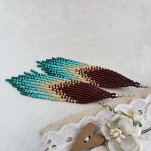 Pendientes de Flecos Hechos a Mano, Pendientes Boho con Cuentas, Pendientes Hechos a Mano, Pendientes de Flecos con Cuentas Boho, Pendientes de Cuentas - Product Image 3
