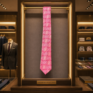 Corbata de Poliéster Jacquard Geométrica Rosa Ecológica de Primera Calidad |   Accesorio Formal para Hombre, Talla Personalizada, para Bodas, Fiestas y Negocios - Product Image 2