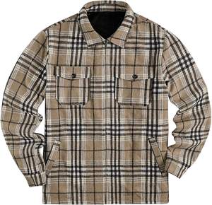 Premium Mens Plaid <b>Flannel</b> Shirt <b>Jacket</b> Hooded Winter Cotton Shacket with Sherpa Fleece Lining Custom Logo Casual Outdoor Warm - Product Image 6