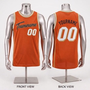 Camiseta de Baloncesto Personalizada Naranja para Hombre, Sin Mangas, Sublimada, de Malla, Transpirable, Cuello Redondo, Corte Regular, Unisex para Adultos - Product Image 1