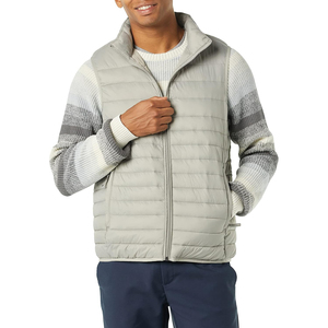 Chaleco Acolchado Gris Claro para Hombre al por Mayor, Cuello Alto, Cierre de Cremallera, Cortavientos, Ropa Exterior Casual, Relleno de Poliéster, Largo Regular - Product Image 6