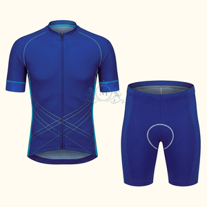 Men's Cycling Jersey Set Blue Sublimation Print Breathable Polyester <b>Road</b> Bike Kit Adult Custom Design - Product Image 1