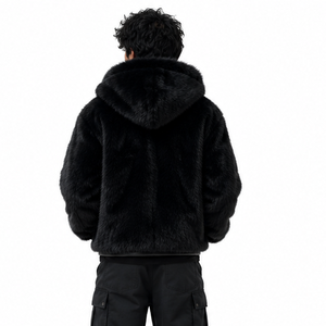 Veste en polaire chaude personnalisée avec logo, fermeture éclair intégrale, capuche, coupe oversize, streetwear décontracté d'hiver, sweats à capuche en coton polaire pour hommes, fournisseur en gros - Product Image 2