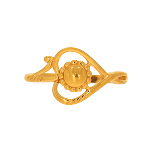 18K Yellow Gold Ring Luxury Heart Shape Floral Gold Ring for Women Delicate Everyday Fashion Jewelry <b>Gift</b> - Product Image 3